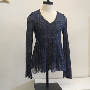 Alberto‎ Makali Blue metallic glittery Long Sleeve Blouse size small